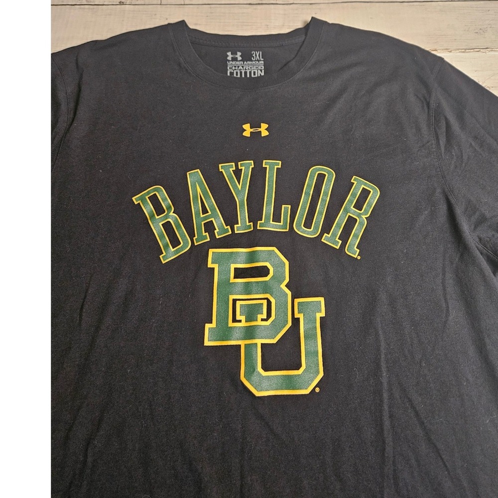 Under Armour Baylor Bears T-Shirt Mens 3XL Black Charged Cotton HeatGear BU Logo